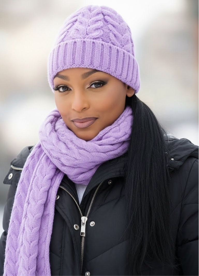 Cable Knit Hat & Scarf Set