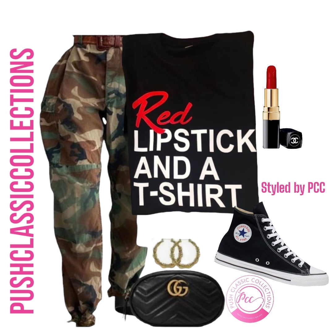 Red Lipstick & T-shirt