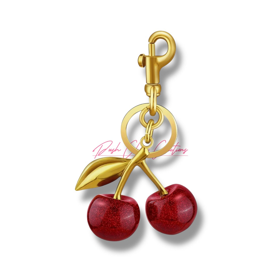 Glittered Cherry Charm