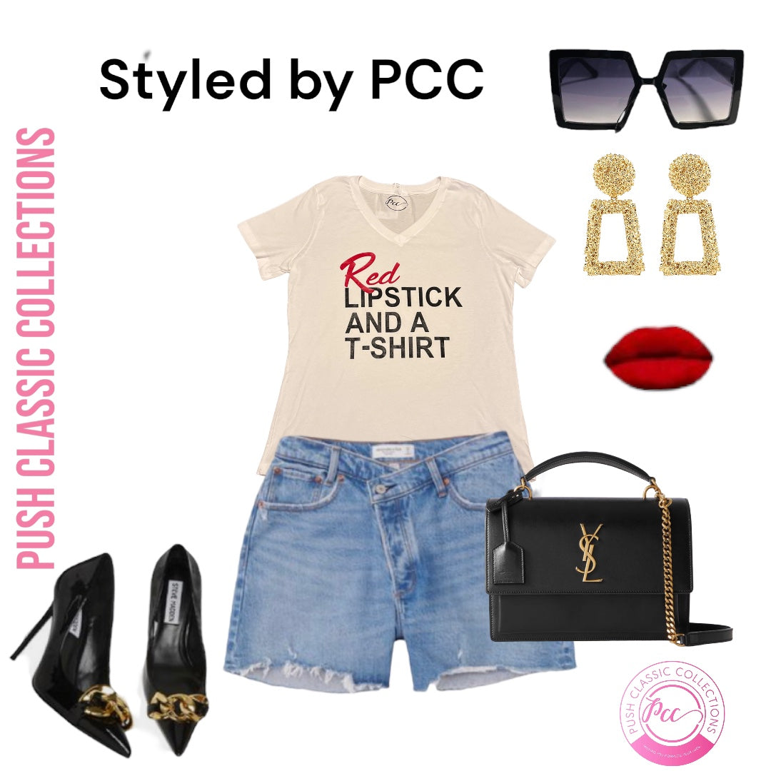 Red Lipstick & T-shirt