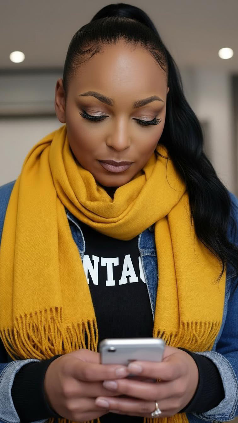 Cashmere Wrap Shawl Scarf-Mustard