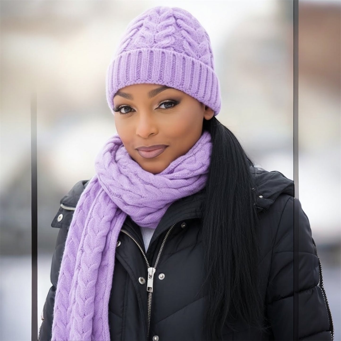 Cable Knit Hat & Scarf Set