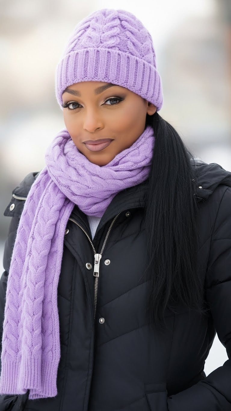 Cable Knit Hat & Scarf Set