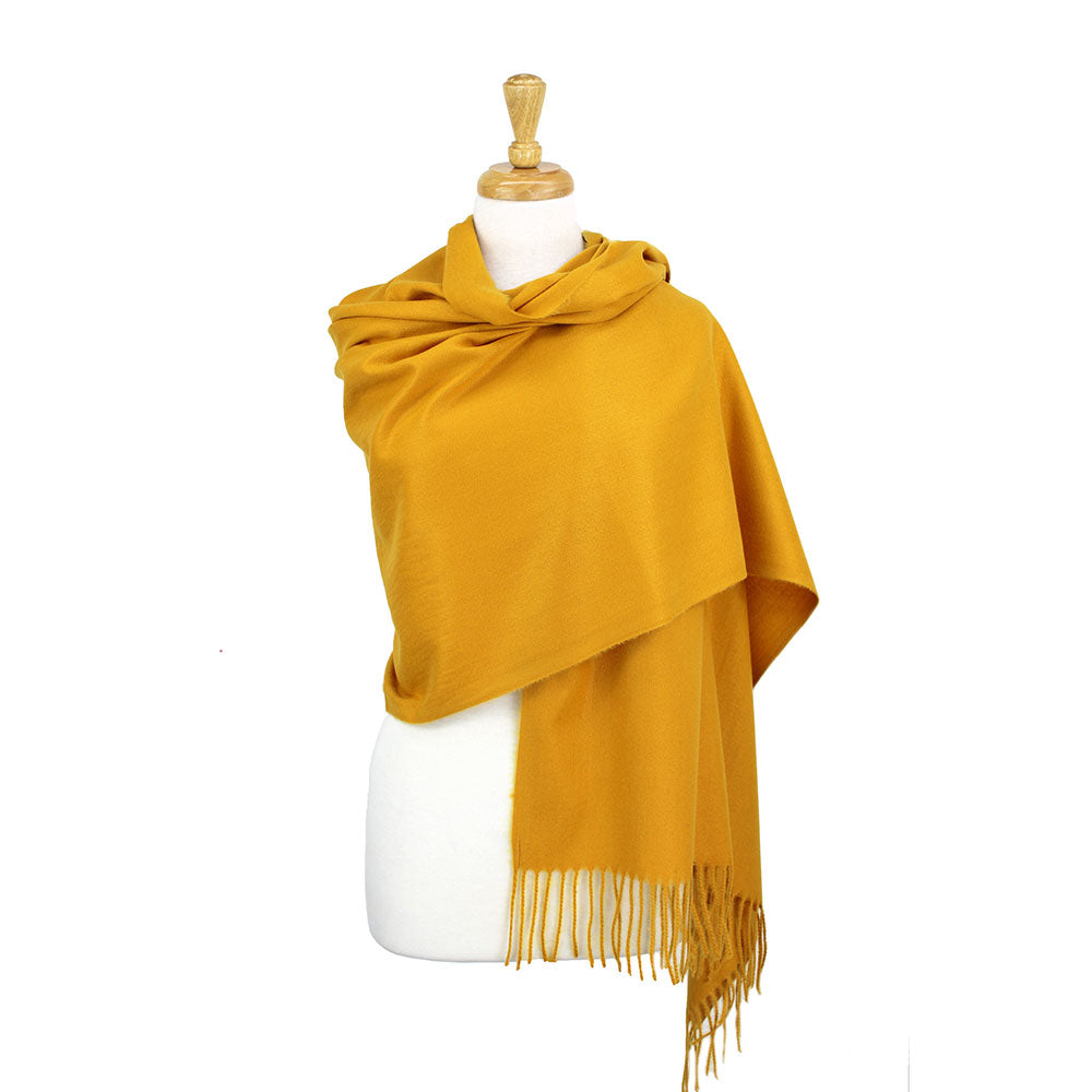 Cashmere Wrap Shawl Scarf-Mustard